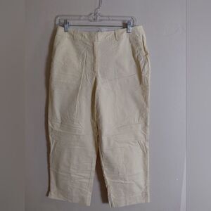 J. JILL pale yellow crop cotton pants genuine fit at Waist Size 8 NWT